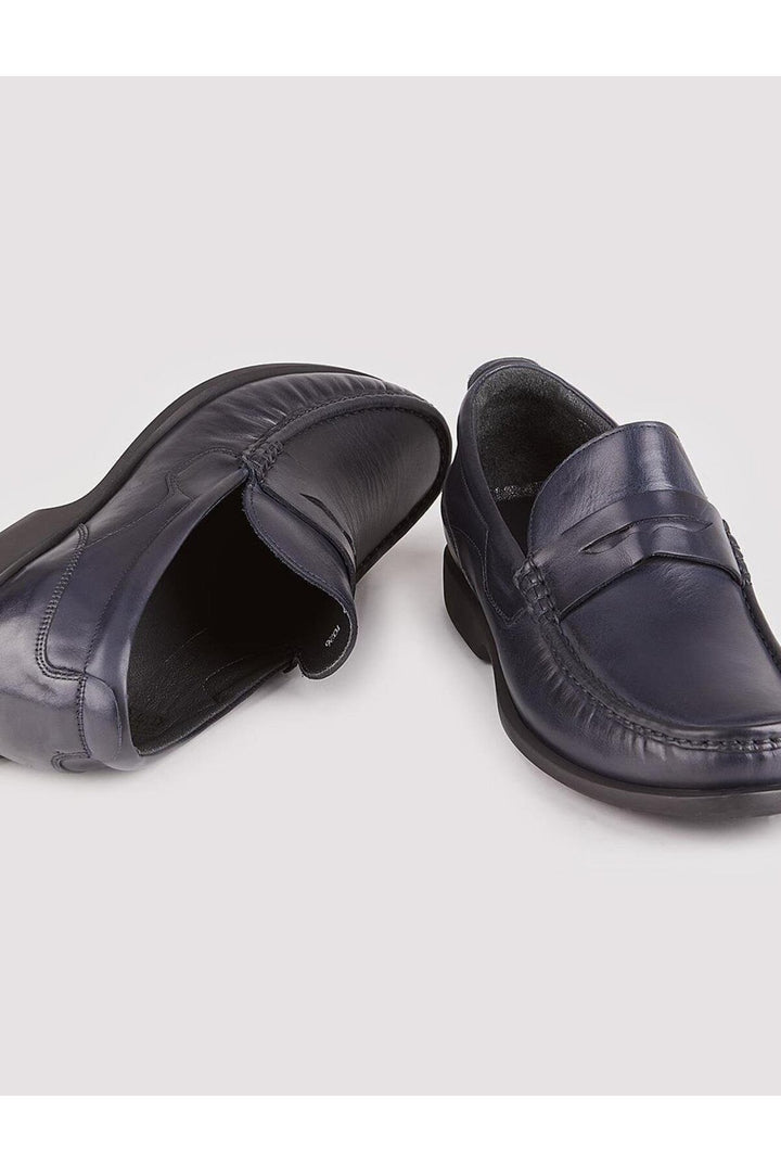 Cabani Shoes Chaussures de ville pour hommes en cuir véritable bleu marine antidérapantes - Bleu marine
