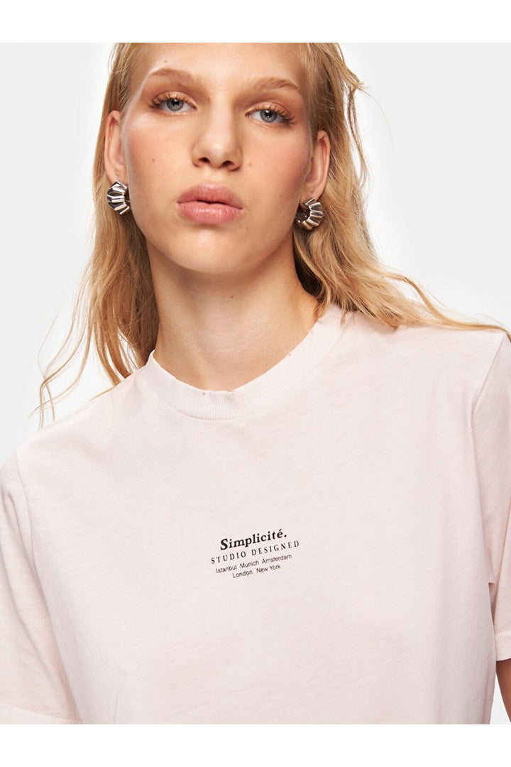 LTB T-shirt blanc classique à manches courtes et col zéro
