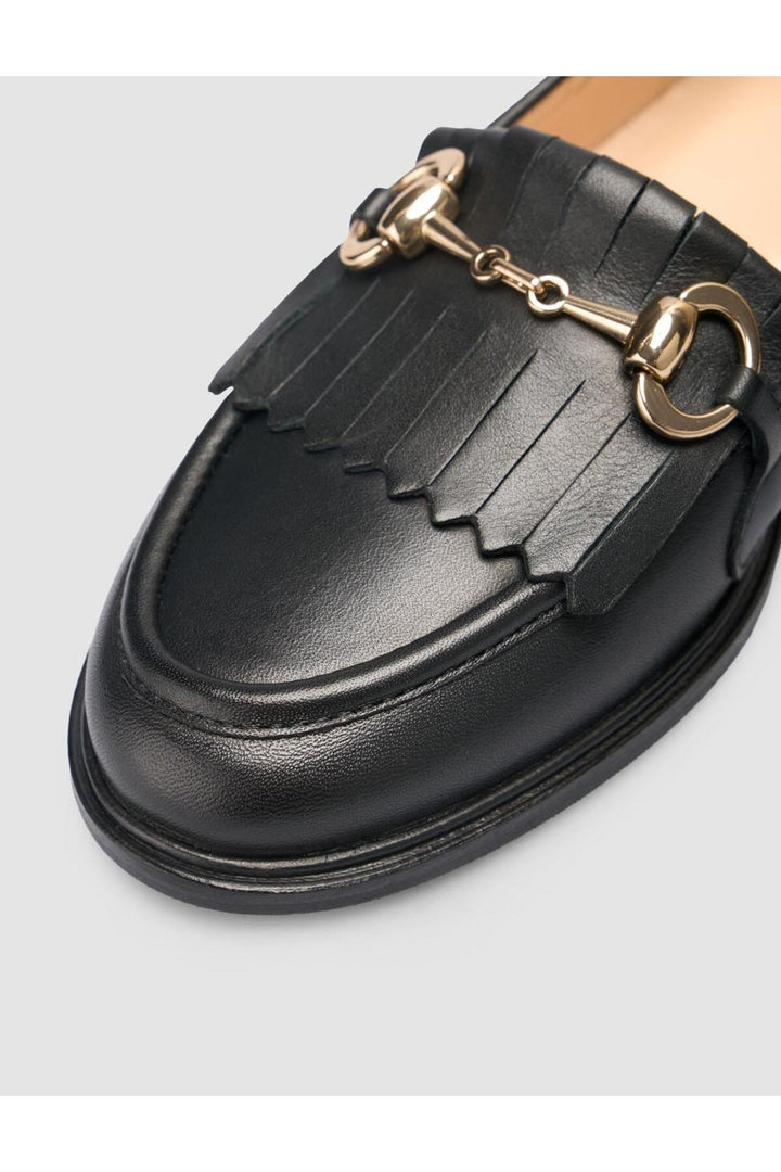Cabani Shoes %100 Cuir véritable Mocassins à franges pour femmes en Noir - Noir