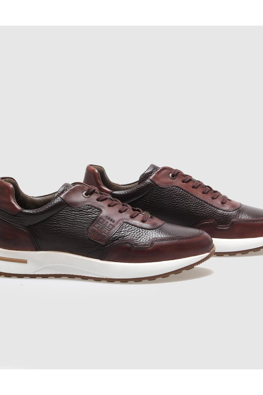 Cabani Shoes Chaussures de sport pour hommes en cuir véritable marron à lacets - Marron