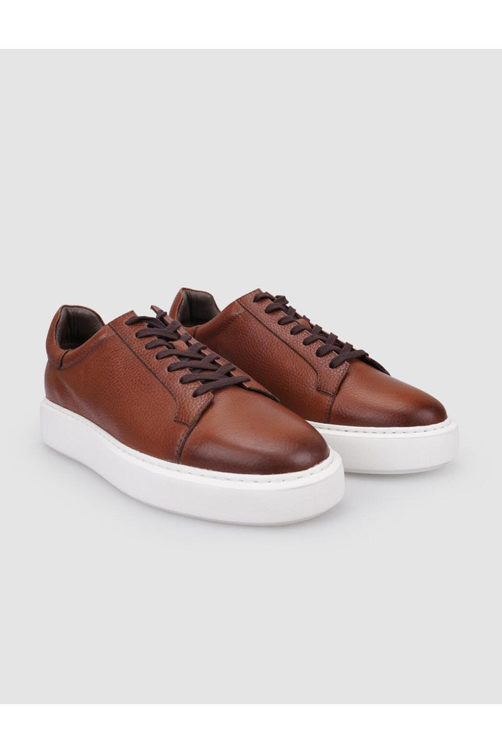 Cabani Shoes Chaussures de sport pour hommes en cuir véritable 100% marron avec lacets - Multicolore