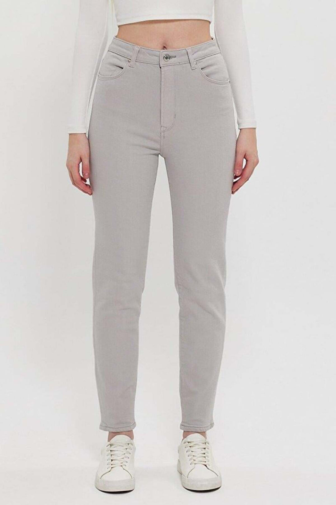 LTB JEAN POUR FEMME GRIS DÉLAVÉ À PLUMES DORES