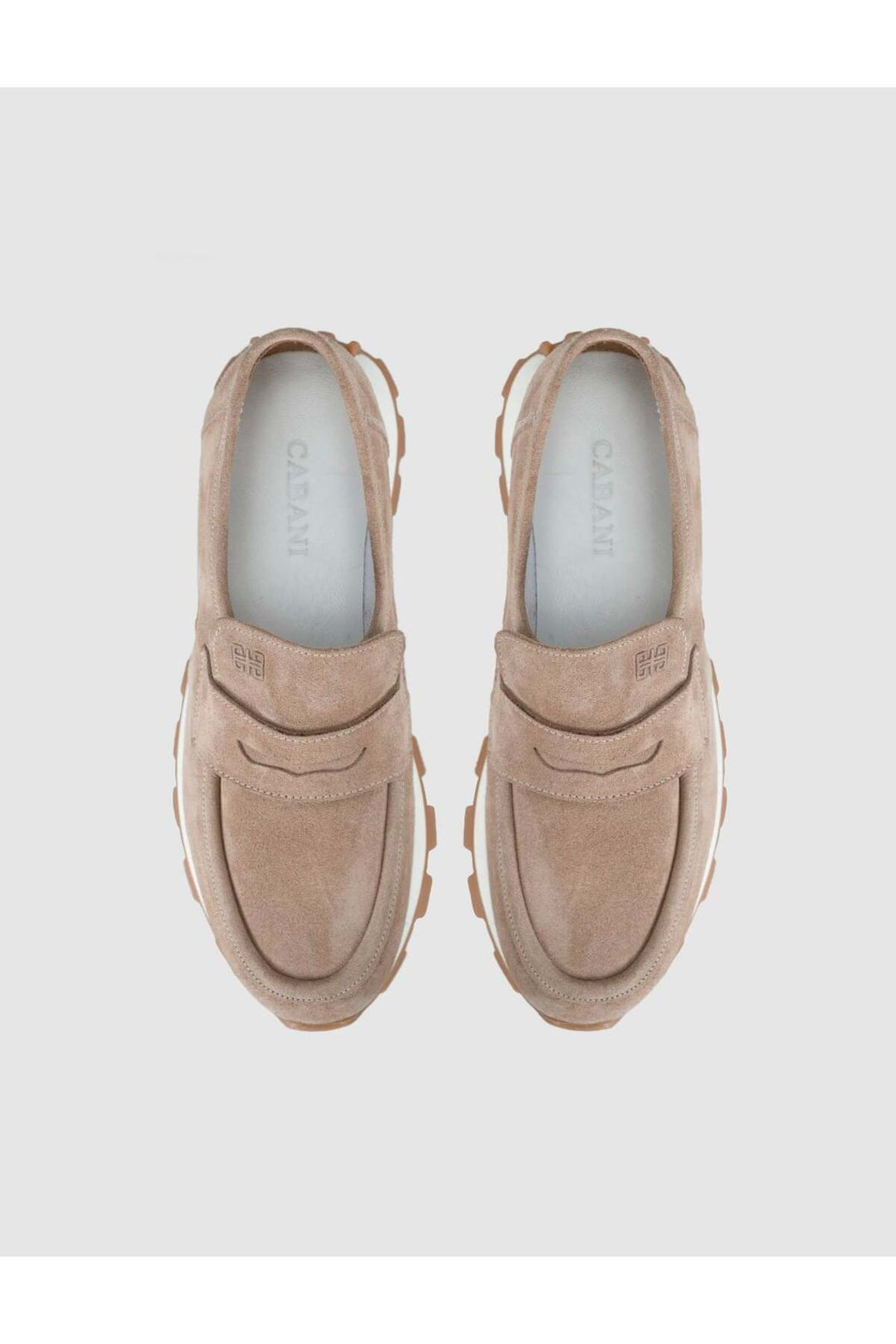 Cabani Shoes Chaussures de femme en cuir suédé crème type loafer sneaker - Crème