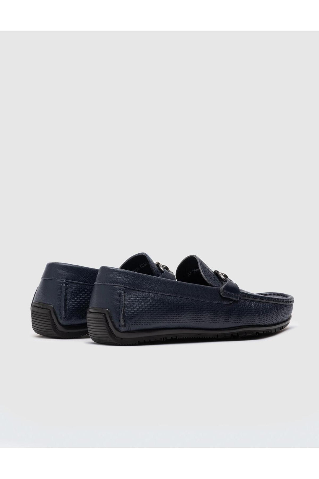 Cabani Shoes Mocassin pour homme en cuir véritable avec détail de boucle bleu marine - Bleu marine