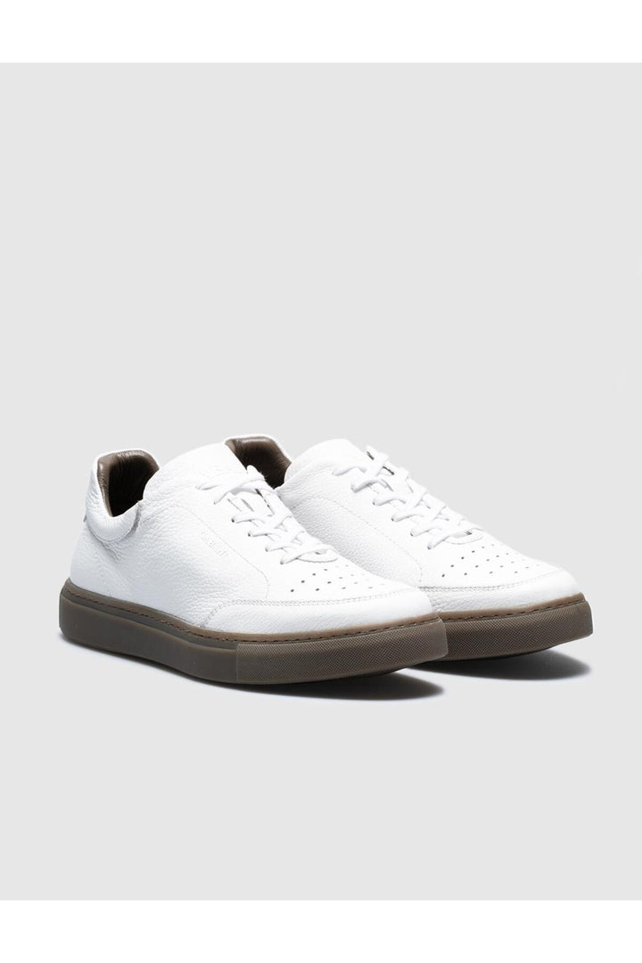 Cabani Shoes Chaussures de sport pour hommes en cuir véritable blanches à lacets - Blanc