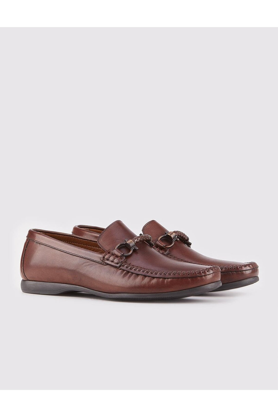 Cabani Shoes Chaussures Loafer pour hommes en cuir véritable marron avec détail de boucle - Marron