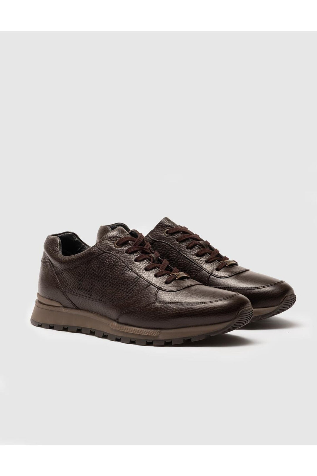 Cabani Shoes Chaussures de sport pour hommes en cuir véritable marron à lacets - Marron