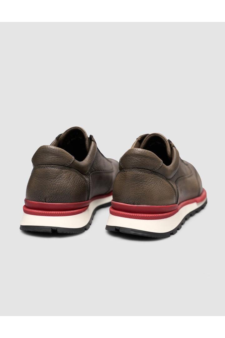 Cabani Shoes Chaussures de sport pour hommes en cuir véritable à semelle rouge. - Marron