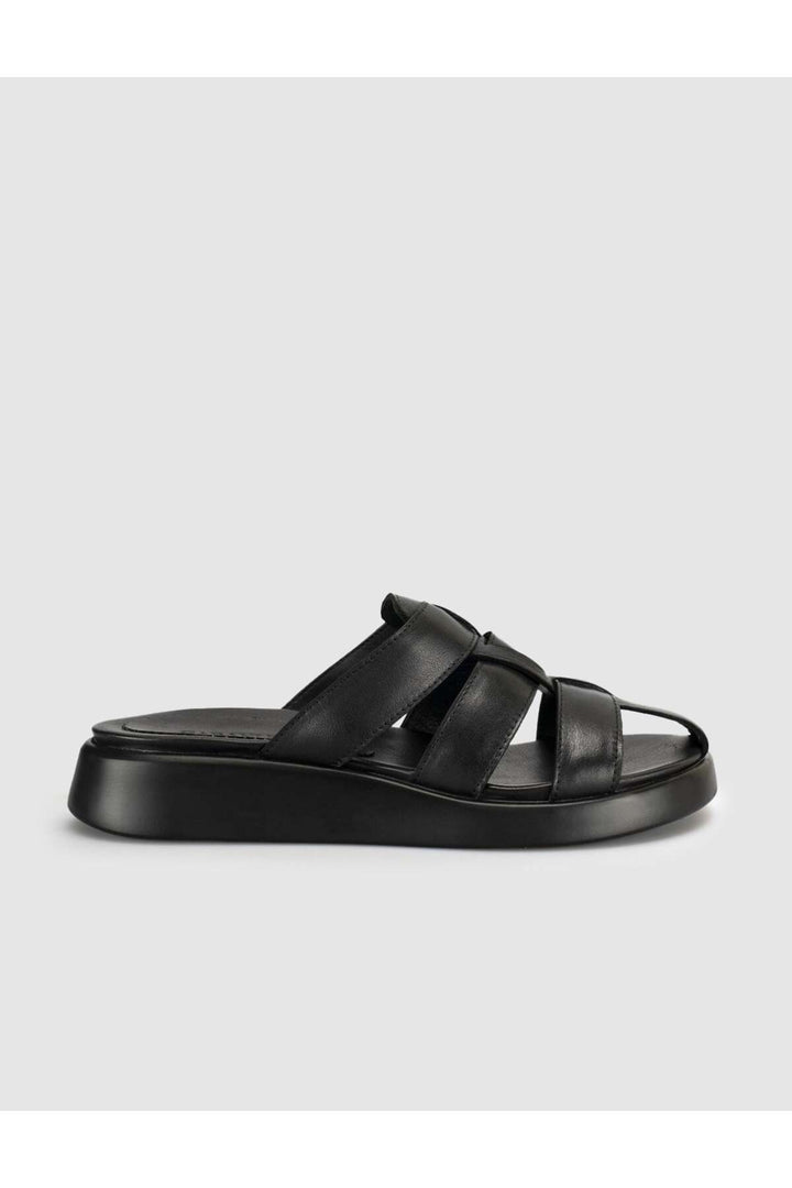 Cabani Shoes Sandale à plateforme en cuir véritable pour femme noire - Multicolore