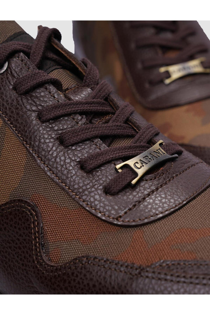 Cabani Shoes %100 Cuir Véritable Baskets Camouflage Marron à Lacets pour Homme - Marron