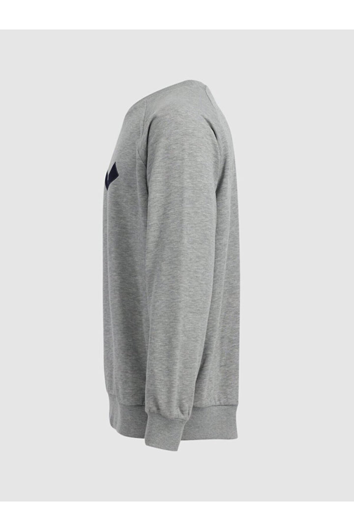LTB Sweat-shirt gris coupe régulière à manches longues et col zéro pointu