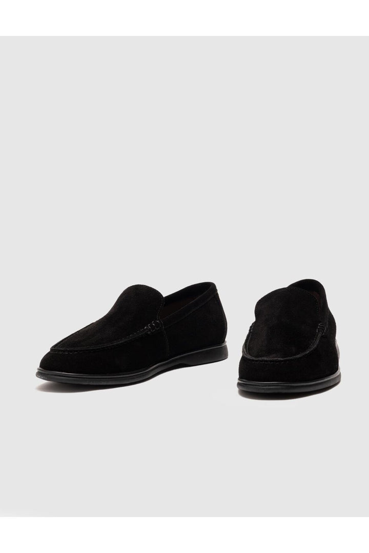 Cabani Shoes Chaussures de ville pour hommes en cuir véritable en suède noir - Noir