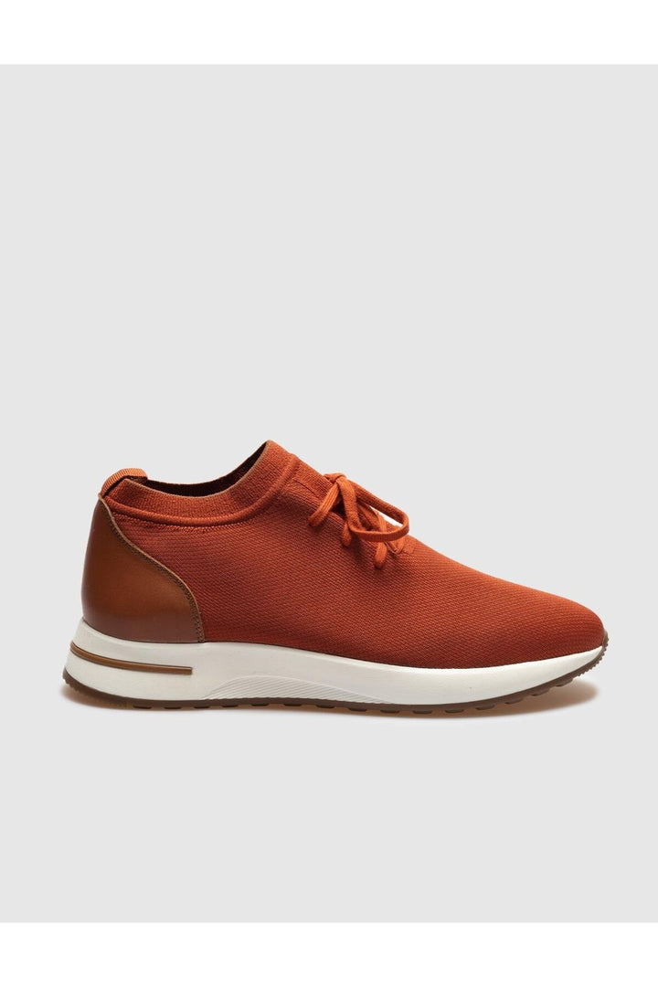 Cabani Shoes Chaussures de sport pour hommes en tricot rouge brique avec lacets - Orange