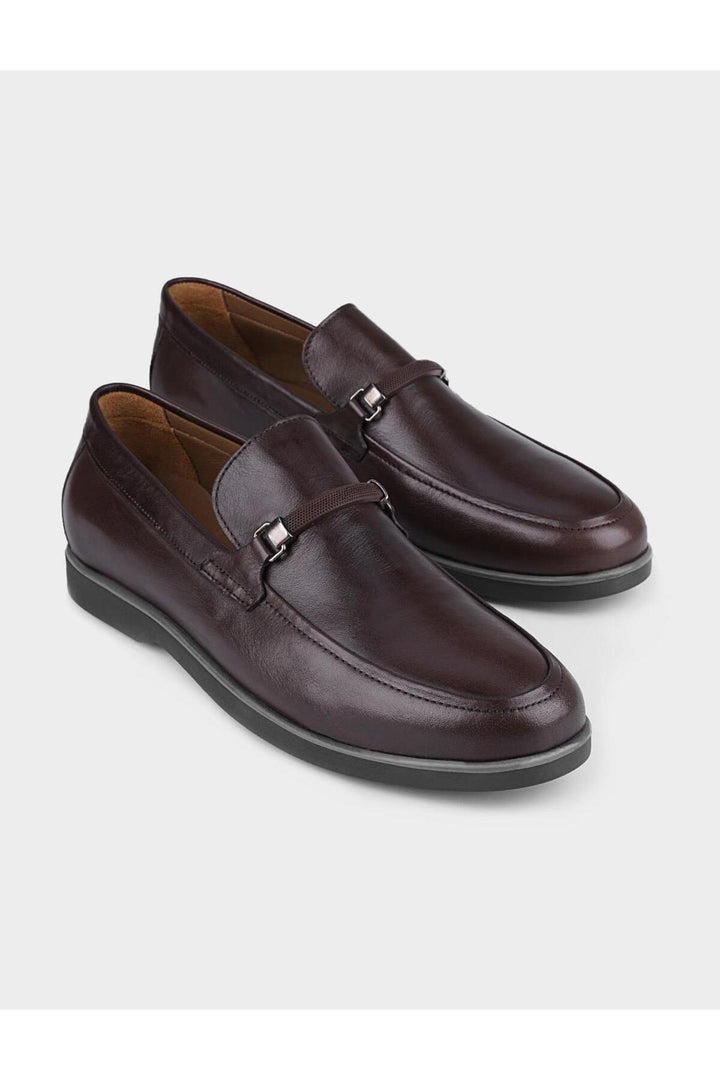 Cabani Shoes Chaussures de ville pour hommes en cuir véritable marron avec détail de boucle. - Multicolore