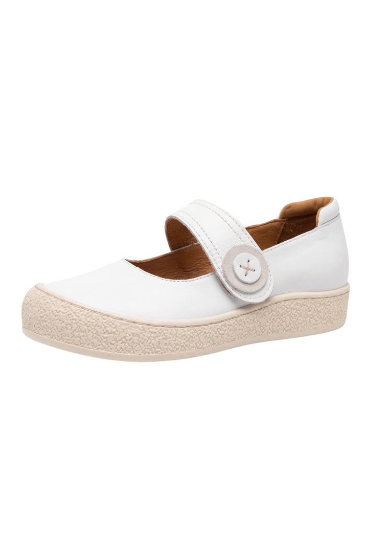 Wavelys ARON Chaussures pour femmes en cuir véritable avec semelle confortable et bande auto-agrippante intérieur et extérieur. - Blanc