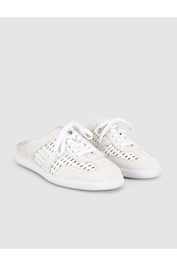 Cabani Shoes Baskets mules femmes en cuir véritable blanc - Multicolore