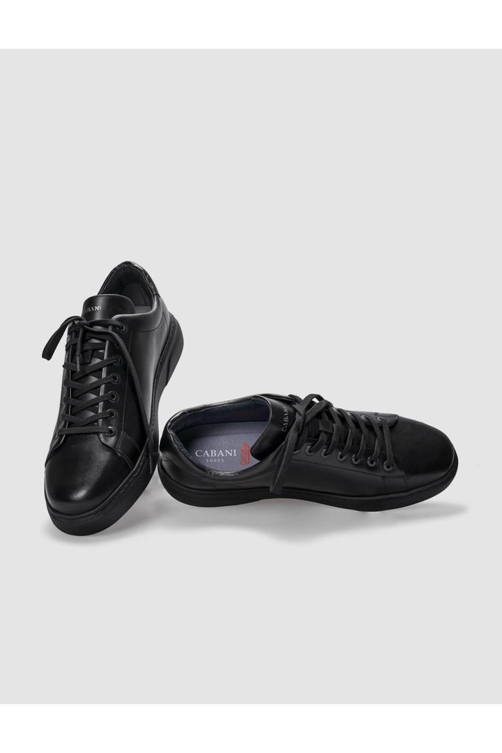 Cabani Shoes Chaussures de ville pour hommes en cuir véritable noires à lacets - Noir