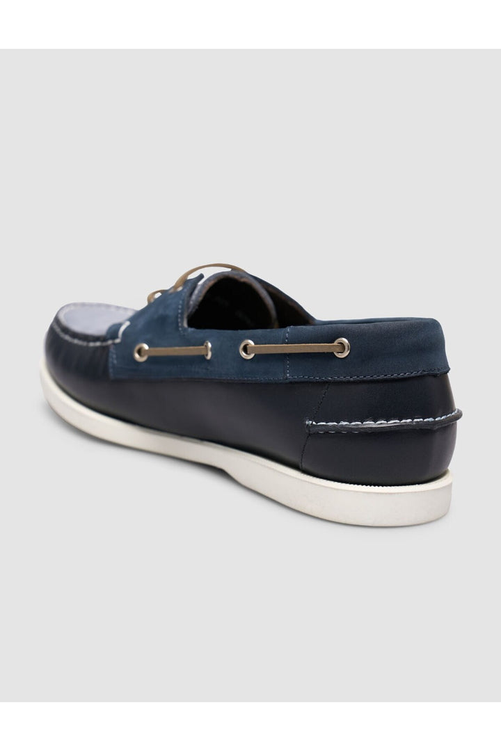 Cabani Shoes Miravia Bleu marine-Marron Chaussures de bateau en cuir véritable à lacets pour le quotidien - Bleu marine