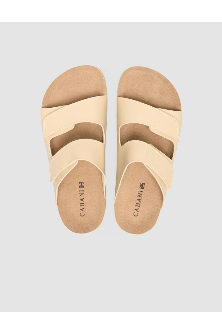 Cabani Shoes Sandales beige à scratch pour femme - Multicolore