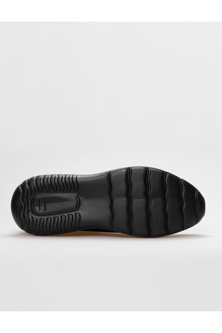 Cabani Shoes Chaussures de sport pour hommes en cuir véritable noires à lacets - Noir