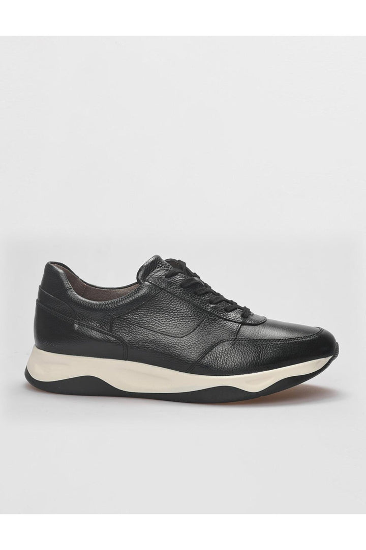 Cabani Shoes Chaussures de sport pour hommes en cuir véritable noires à lacets - Noir