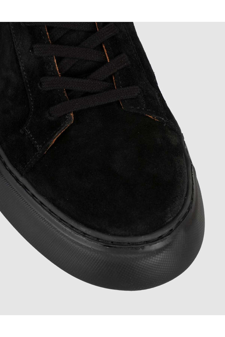 Cabani Shoes Baskets pour hommes en cuir véritable à semelle épaisse noire - Multicolore
