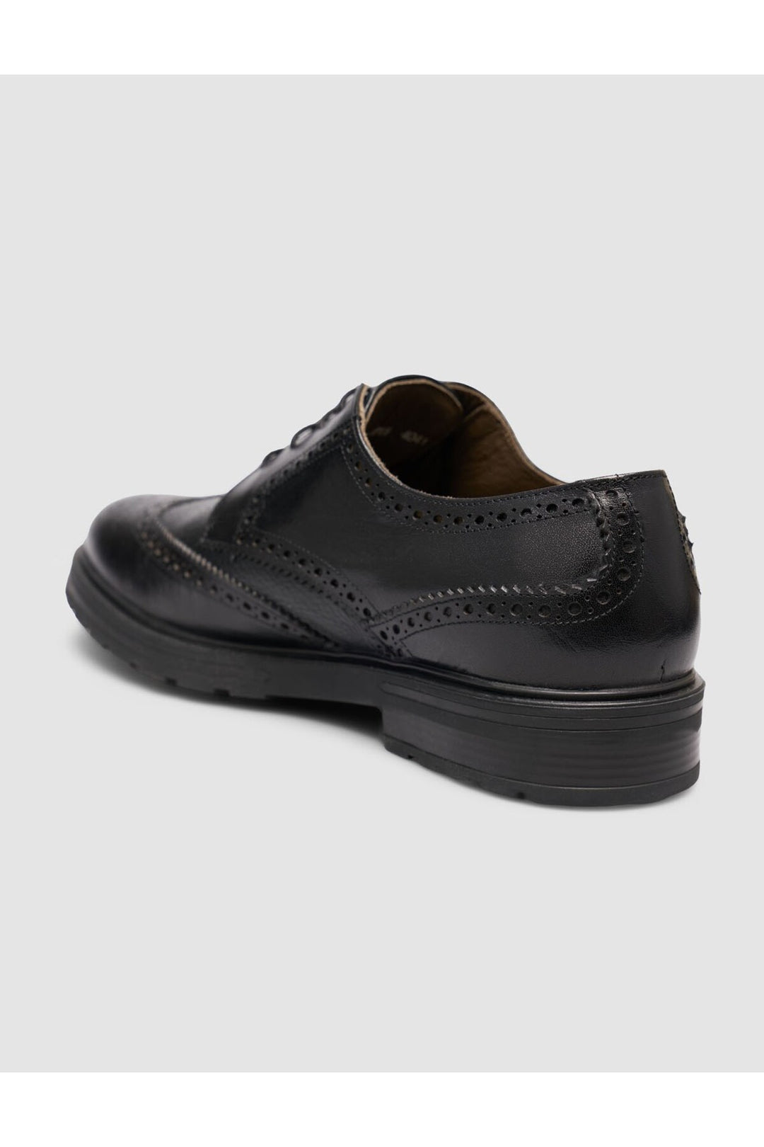 Cabani Shoes Chaussures de ville noires à lacets en cuir véritable texturé avec semelle en caoutchouc léger. - Multicolore