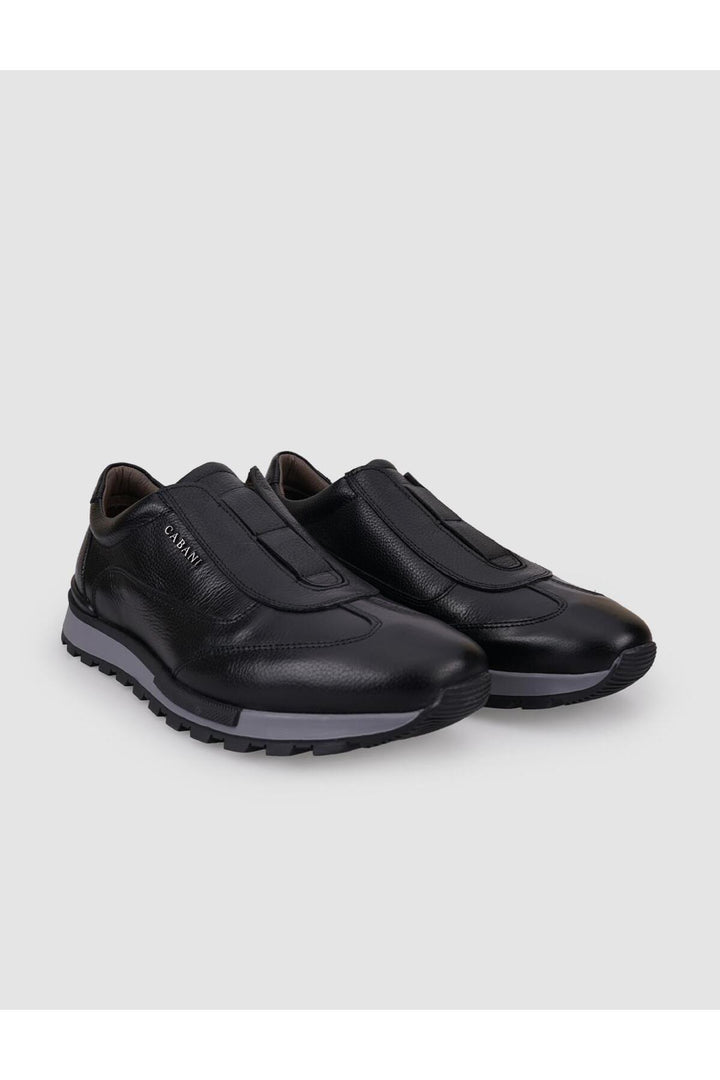 Cabani Shoes Chaussures de sport pour hommes en cuir véritable noir - Noir