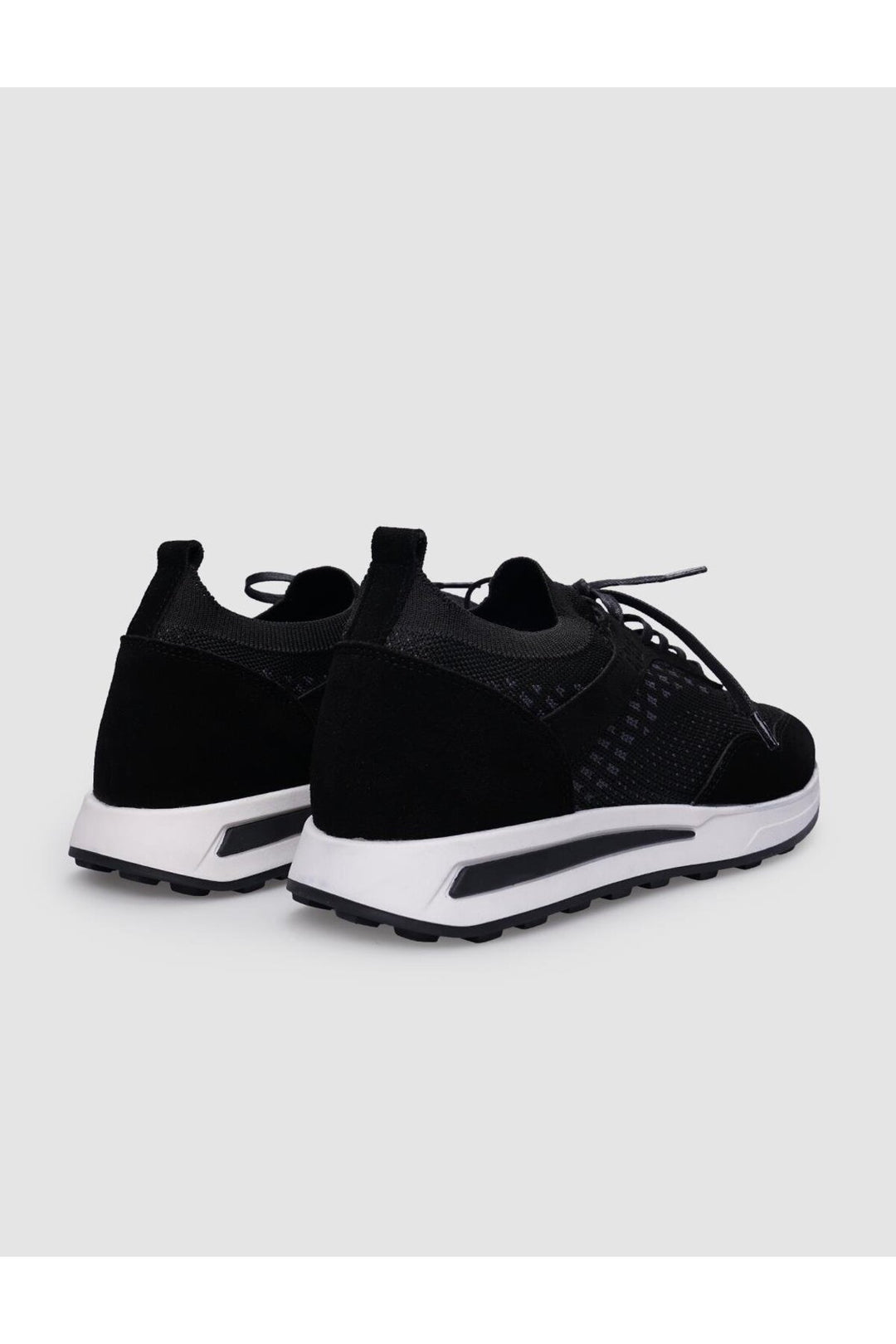 Cabani Shoes Chaussures de sport pour hommes en tricot noir avec lacets - Noir