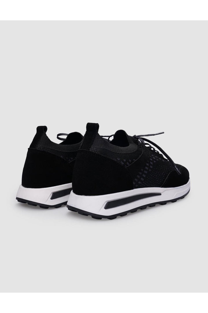 Cabani Shoes Chaussures de sport pour hommes en tricot noir avec lacets - Noir