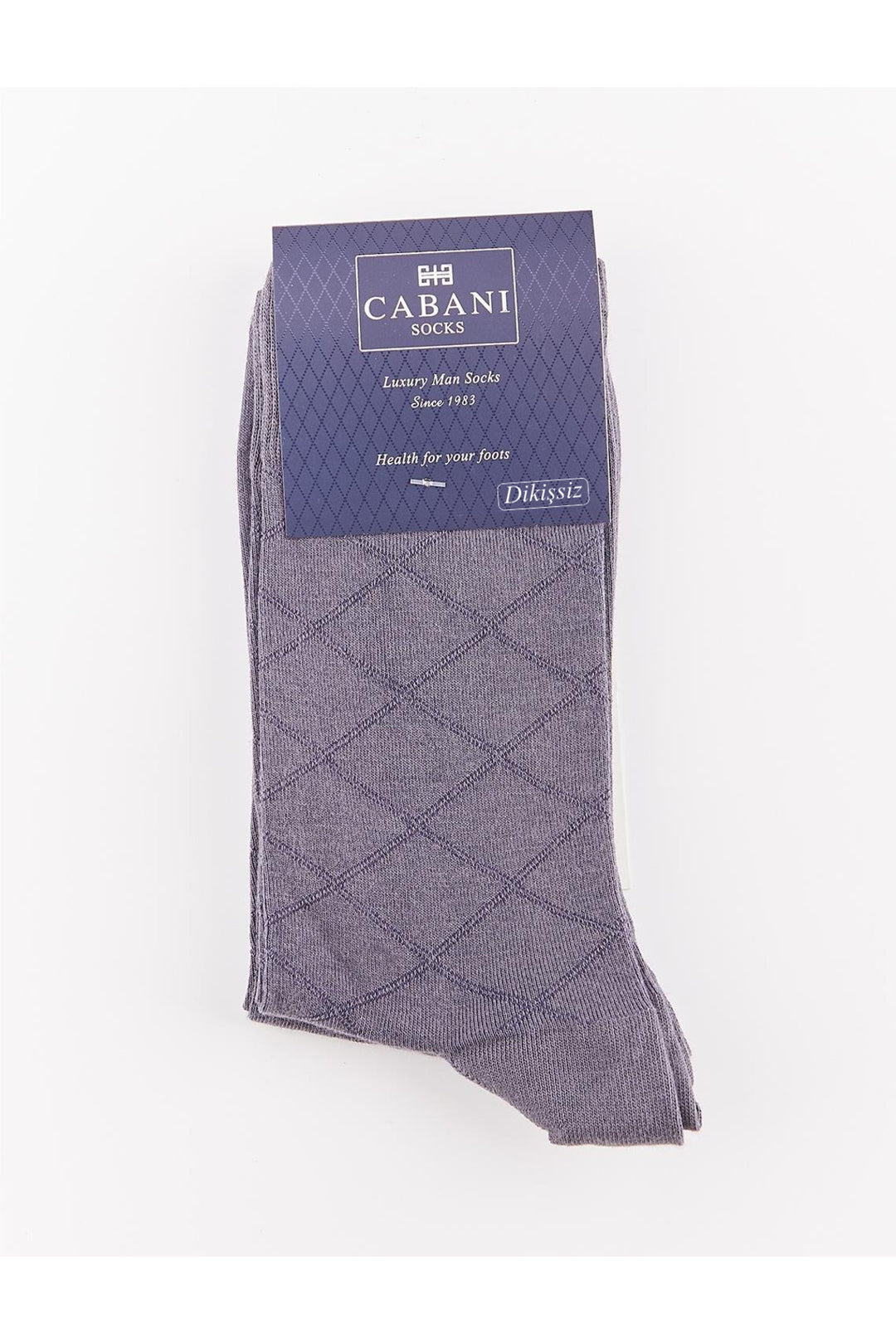 Cabani Shoes Chaussettes pour hommes grises à motif de baklava, lot de 2. - Gris