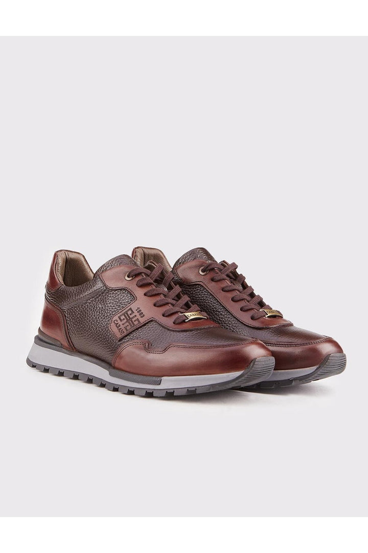 Cabani Shoes Chaussures de sport pour hommes en cuir véritable marron à lacets - Marron
