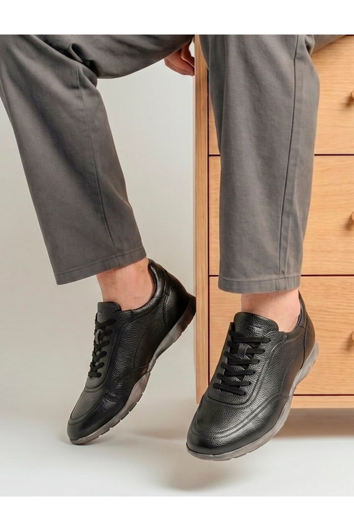 Cabani Shoes Baskets décontractées pour hommes en cuir véritable noir - Multicolore