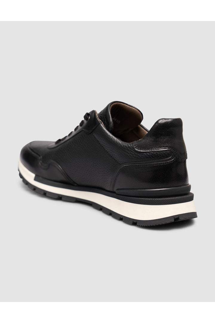 Cabani Shoes Chaussures de sport pour hommes en cuir véritable texturé noir à lacets. - Multicolore