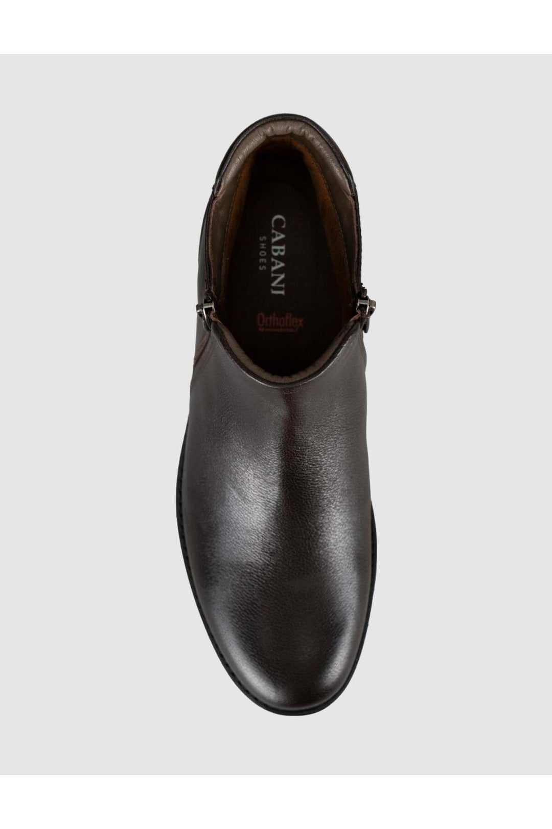 Cabani Shoes Bottines pour hommes en cuir véritable marron foncé avec fermeture éclair - Multicolore