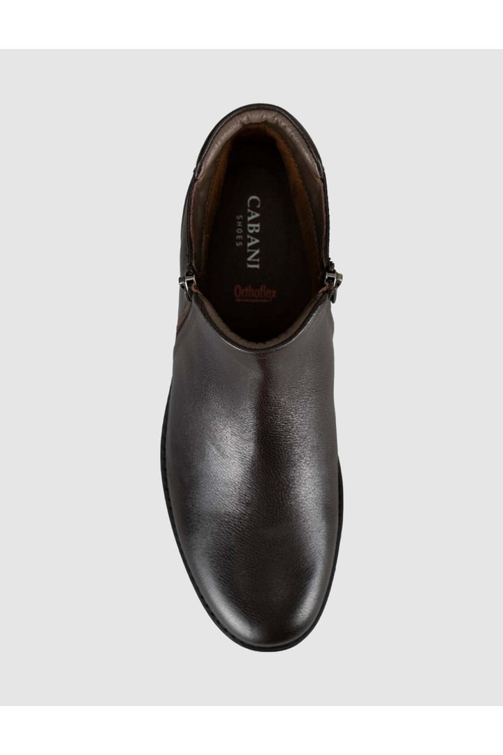 Cabani Shoes Bottines pour hommes en cuir véritable marron foncé avec fermeture éclair - Multicolore