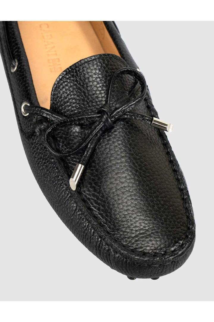 Cabani Shoes Chaussures pour femmes en cuir véritable noir à lacets (mocassins) - Noir