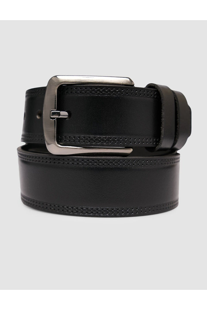 Cabani Shoes Ceinture classique pour homme en cuir véritable bleu marine. - Noir