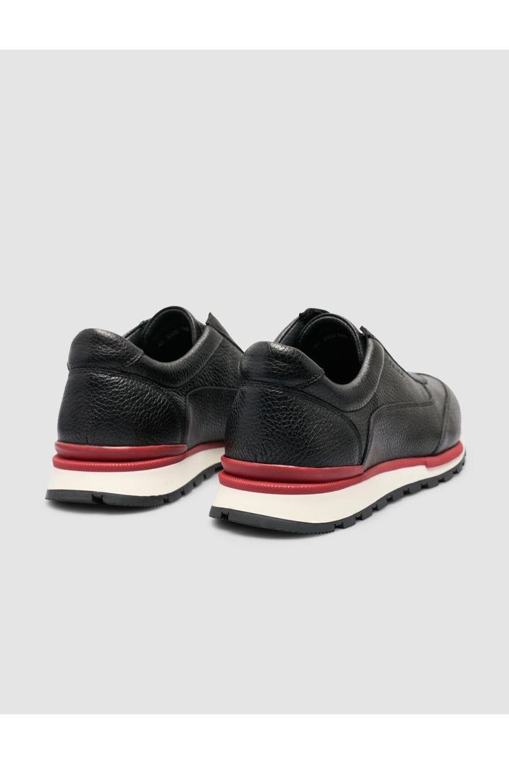 Cabani Shoes %100 Cuir véritable Baskets noires pour hommes à semelle rouge - Noir
