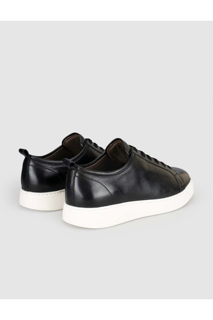 Cabani Shoes Baskets homme en cuir de veau véritable noir à lacets. - Multicolore