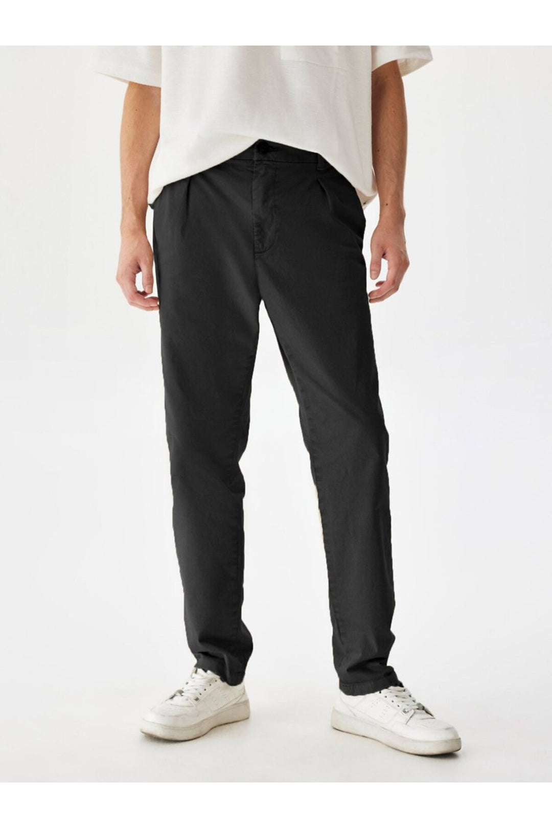 LTB Pantalon regular noir en gabardine à jambes droites