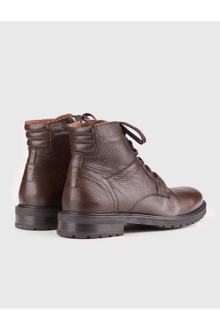 Cabani Shoes Bottines pour hommes en cuir véritable avec semelle en caoutchouc, marron, à lacets. - Multicolore