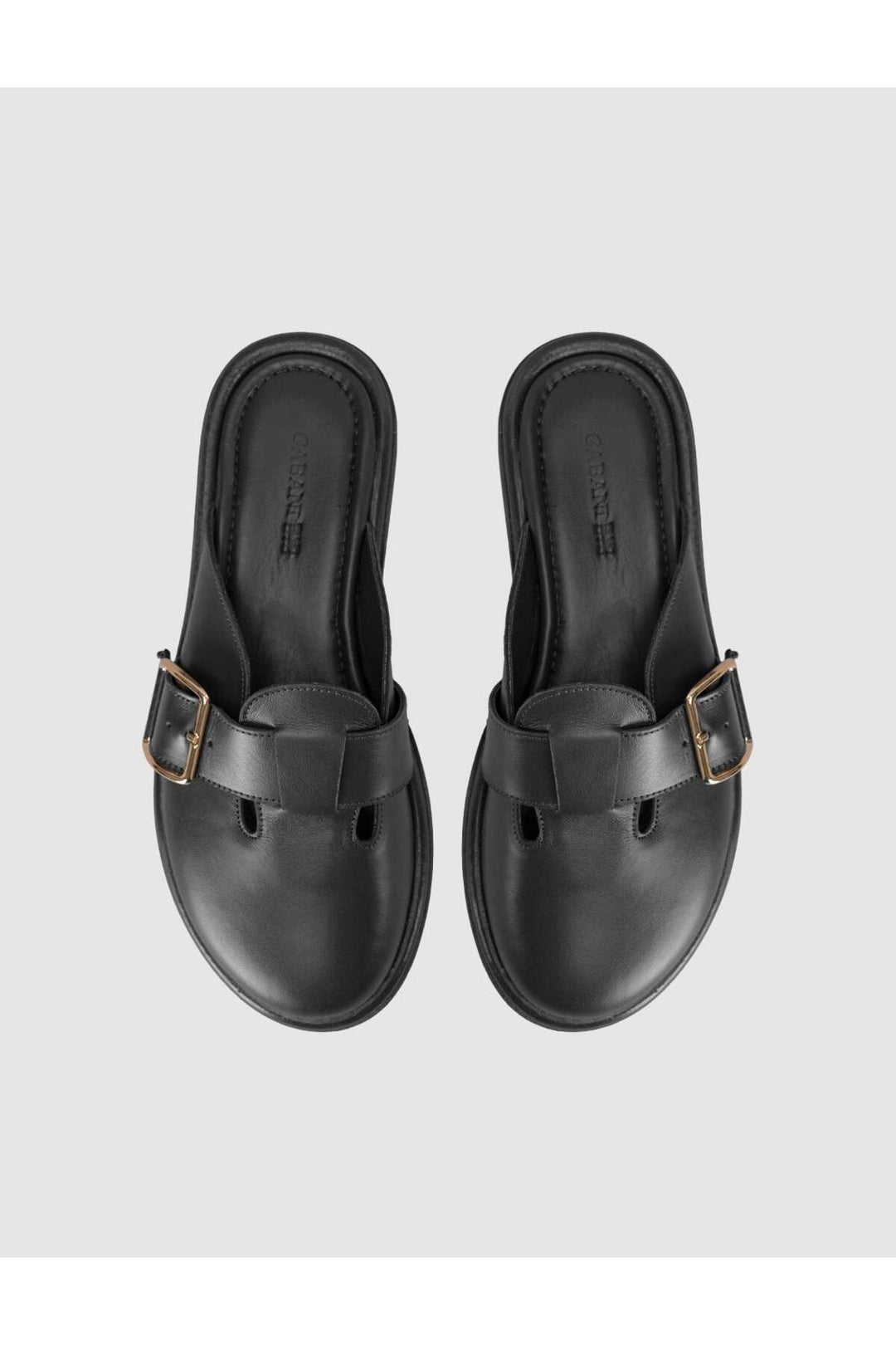 Cabani Shoes Sandales en cuir véritable noires à boucle pour femmes - Multicolore