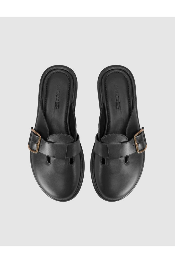 Cabani Shoes Sandales en cuir véritable noires à boucle pour femmes - Multicolore