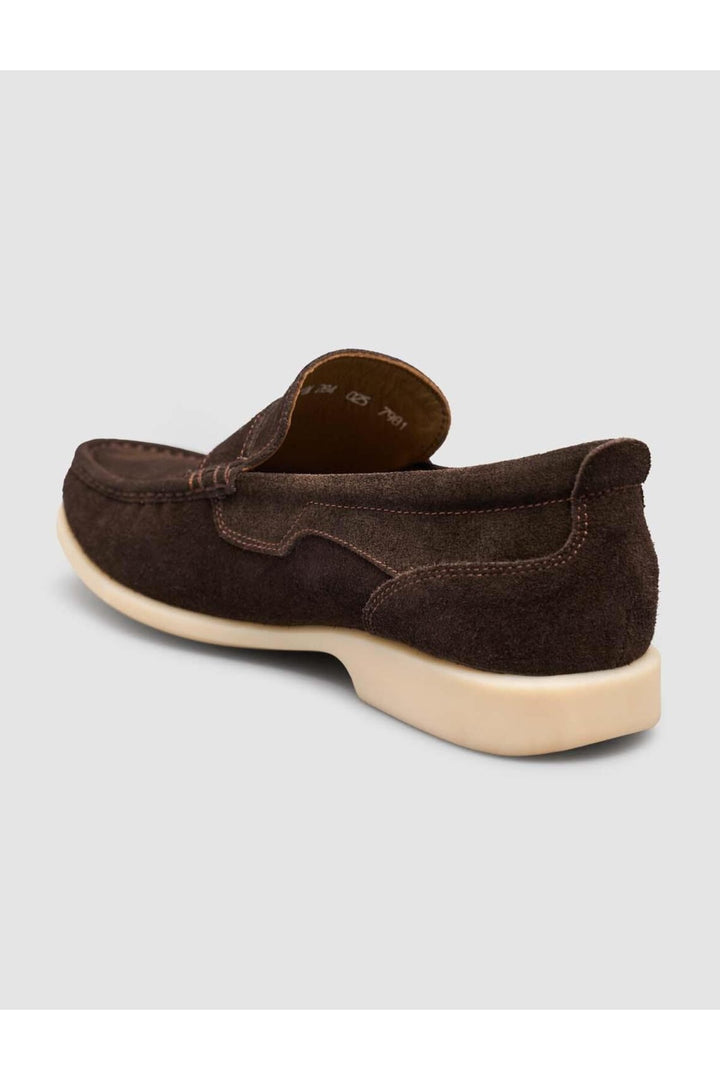 Cabani Shoes Chaussures Loafer pour hommes en cuir suédé véritable sans lacets, marron. - Marron