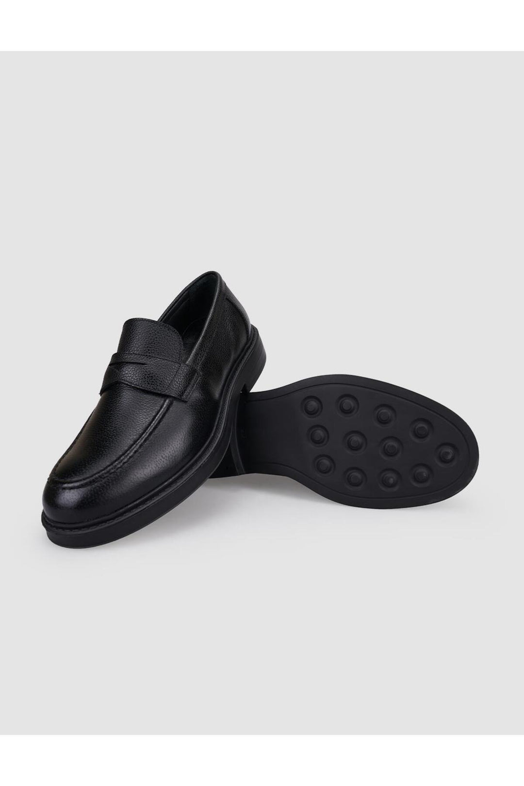 Cabani Shoes Loafer pour homme en cuir véritable noir avec détails de ceinture Villara. - Multicolore
