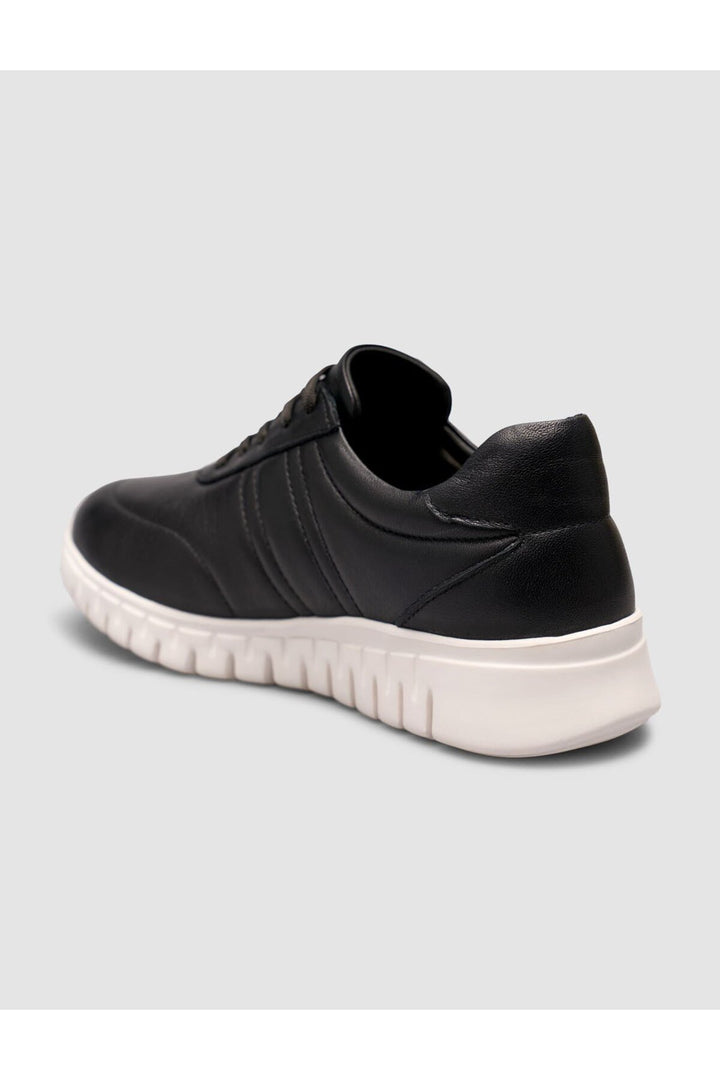 Cabani Shoes Baskets à lacets pour femmes en cuir véritable noir - Multicolore
