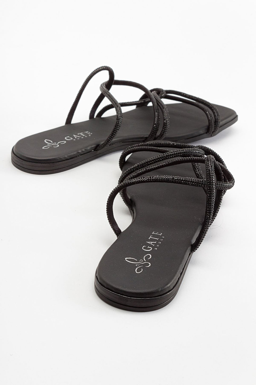 Wavelys Sreta Sandale Femme Basse Été à Strass - Noir