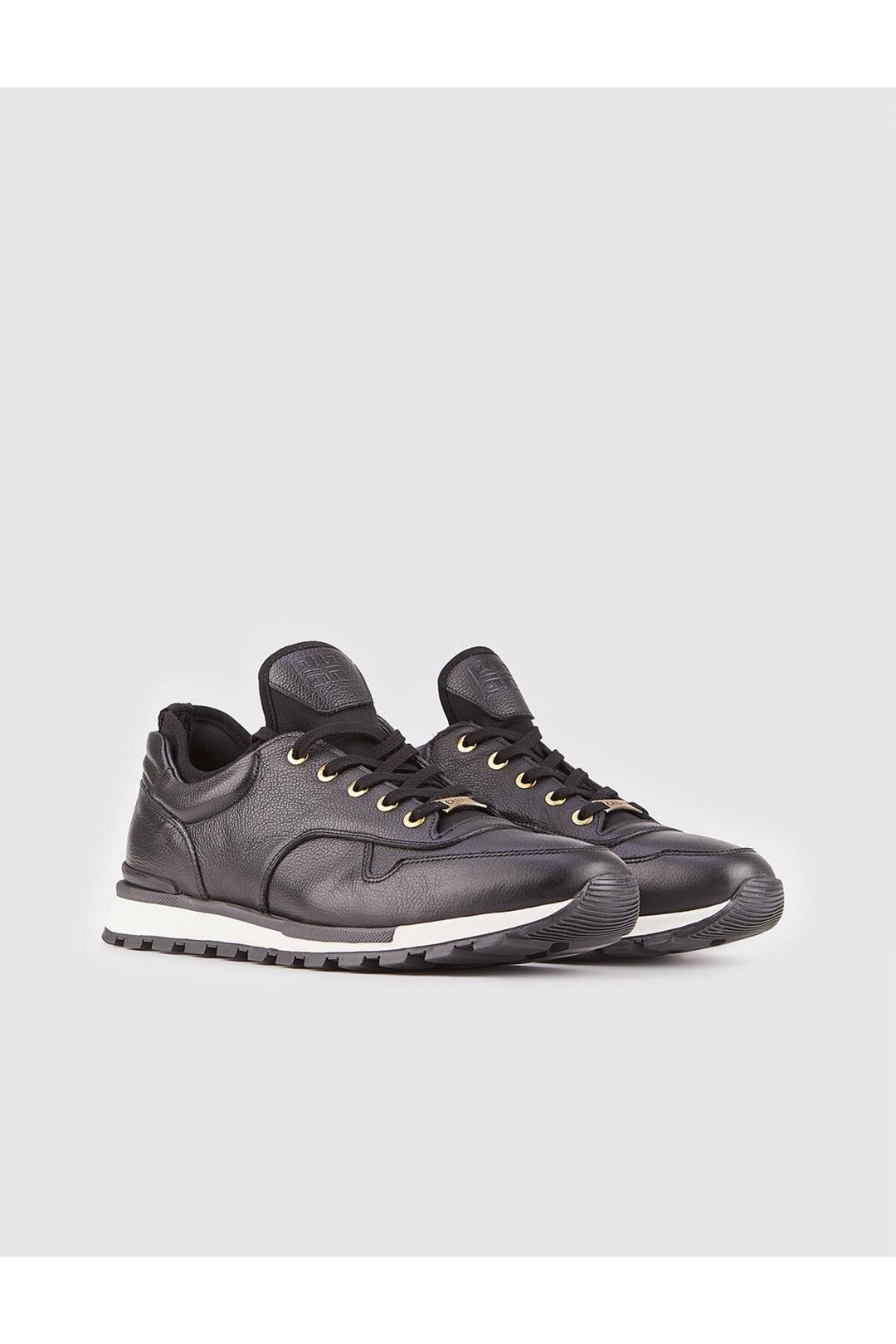 Cabani Shoes Chaussures de sport pour homme en cuir véritable, noires, à lacets, avec semelle thermo blanche. - Noir