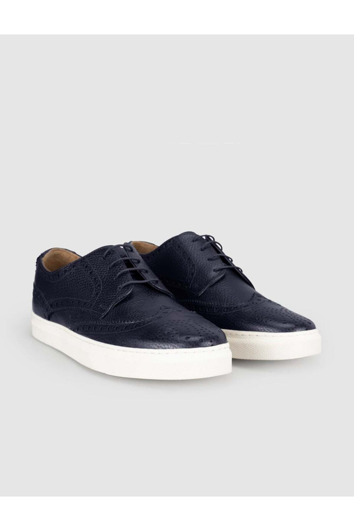 Cabani Shoes Bleu marine Cuir Véritable Chaussures Oxford pour Hommes - Bleu marine